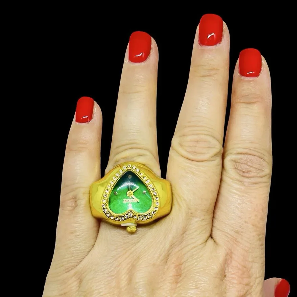BOZHI Ring Watch Gold Design With Crystals New
